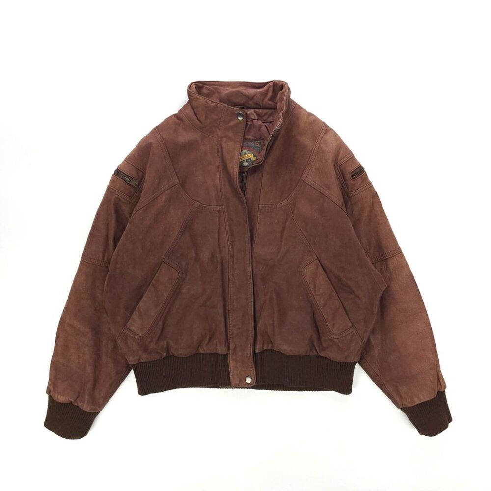 VINTAGE Wilsons Leather Jacket Bomber Flight Aviator Indie Biker Hipster 90s Y2k